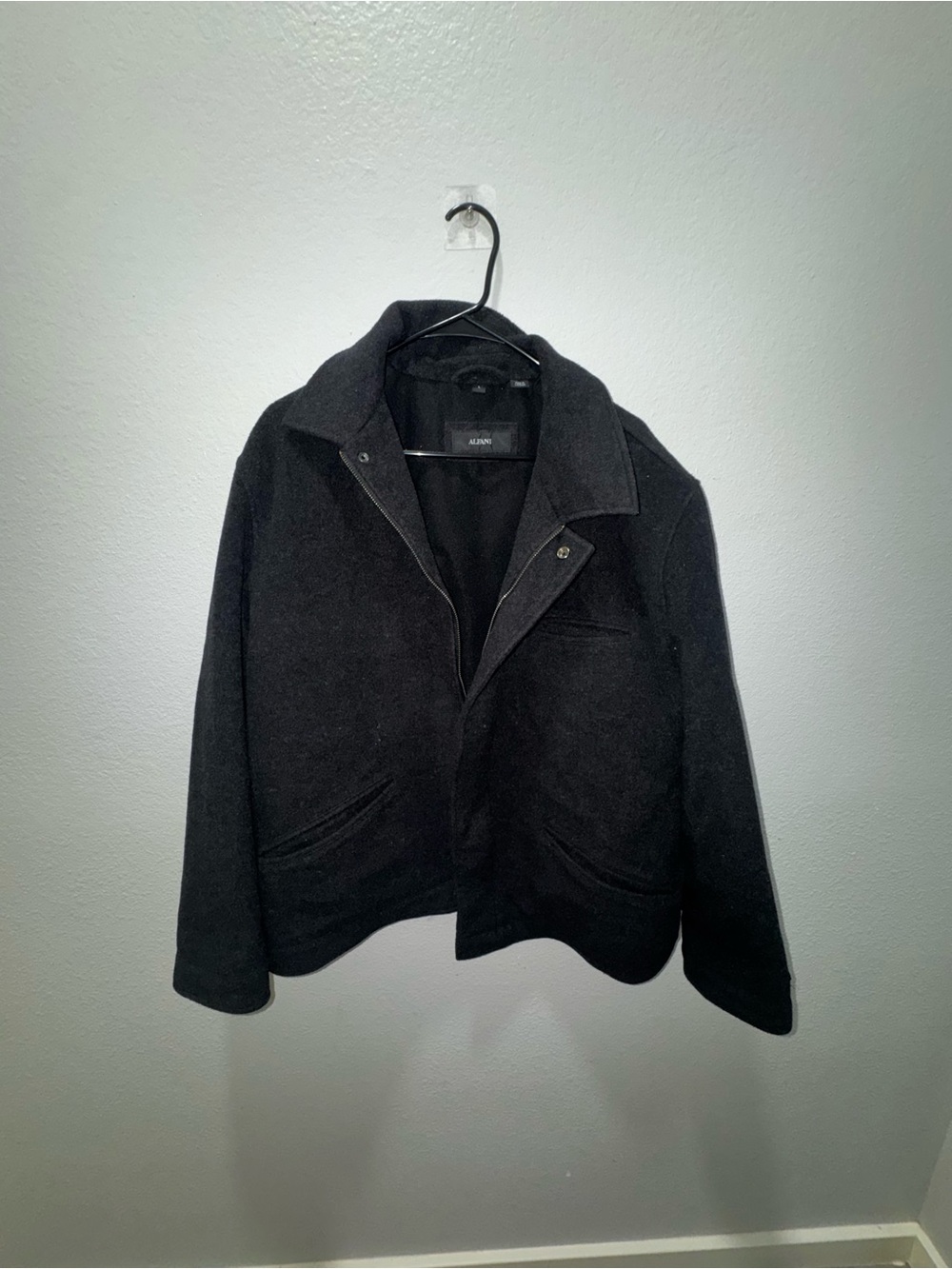 Alfani Black Wool Pea Coat for Men